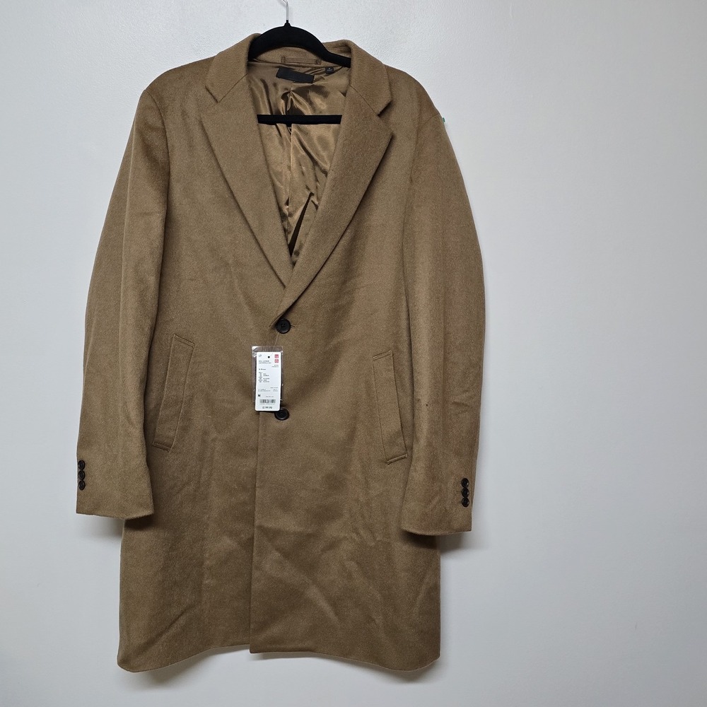 UNIQLO Wool Cashmere Chesterfield Coat Brown M NWT Classic Overcoat NWT